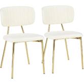 Bouton Dining Chair in Cream Velvet & Gold Metal (Set of 2)